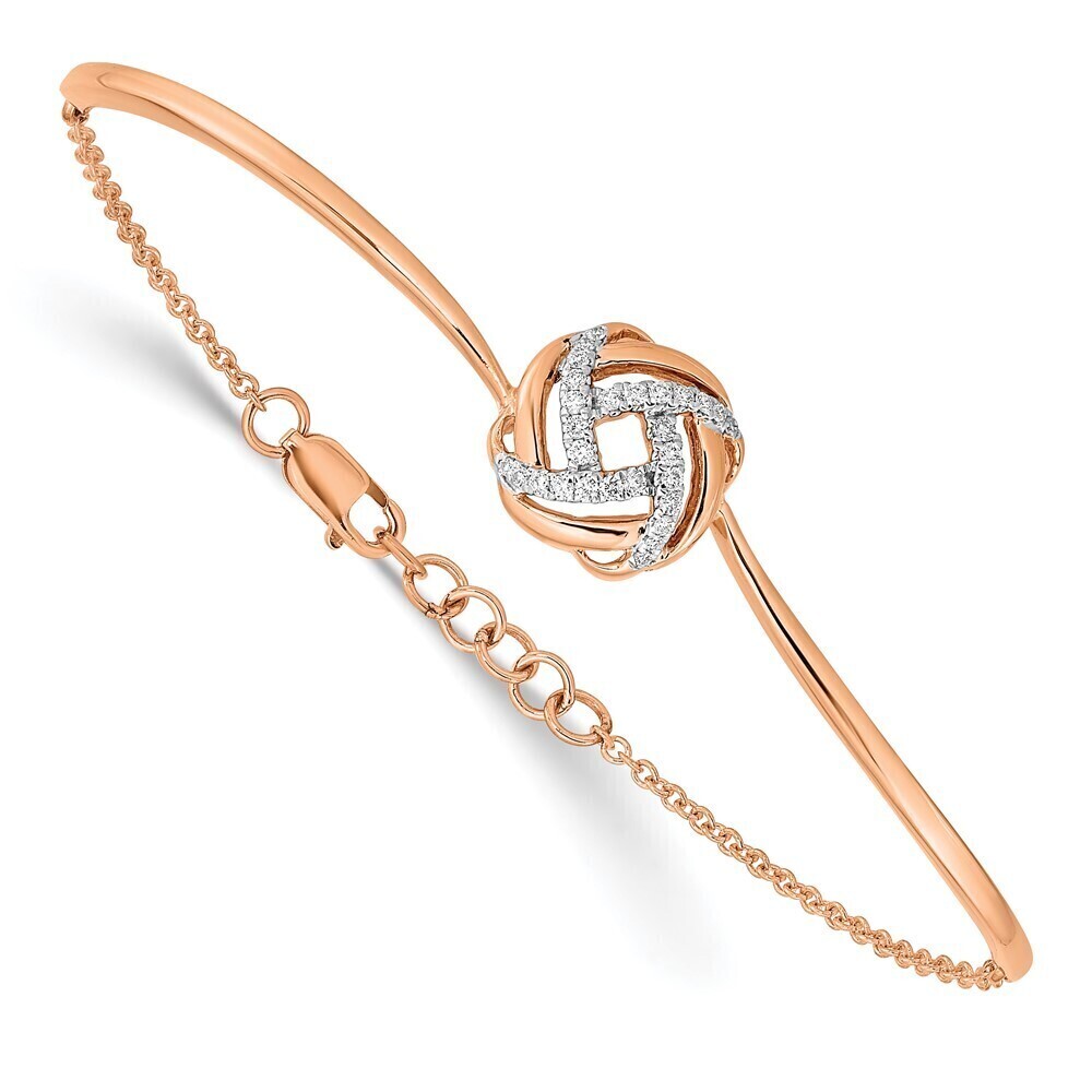 Kazi Luxury 14k Rose Gold Polished Diamond Love Knot 7in w/.5in ext Bracelet